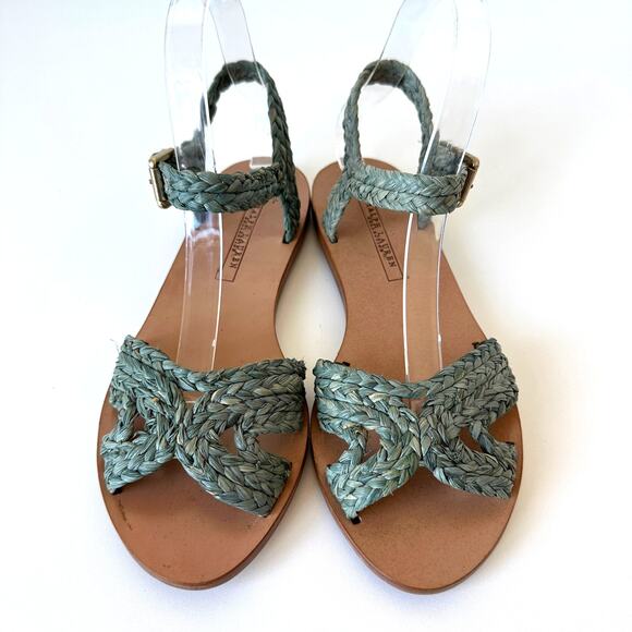 Ralph Lauren Purple Label Maralyn Raffia Ankle Strap Sandal Size 7B - Picture 9 of 9